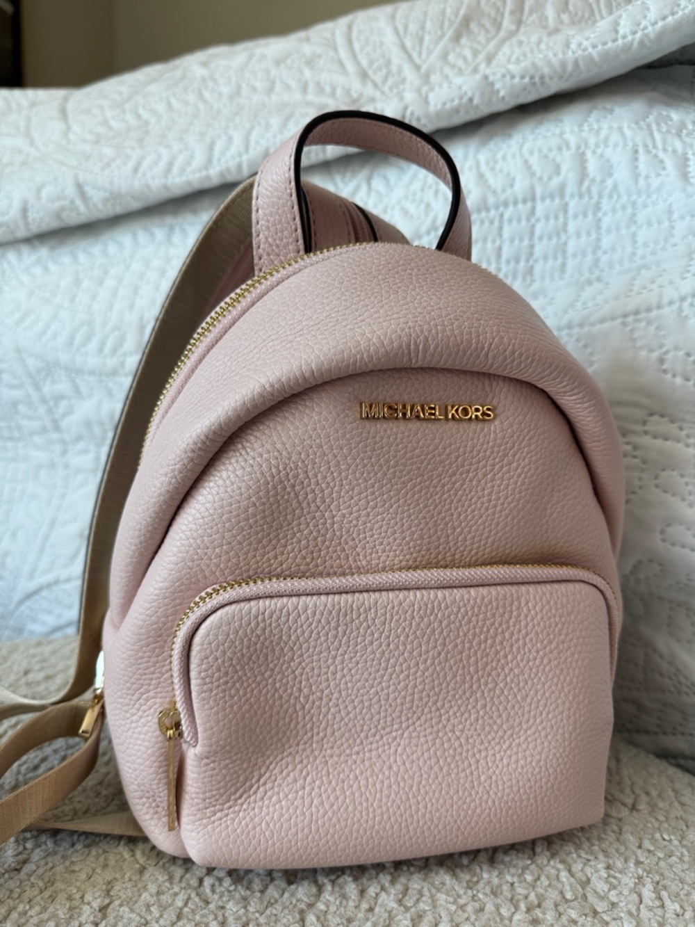 Brand NEW Michael Kors Blush Pink Pebbled Leather Mini Backpack